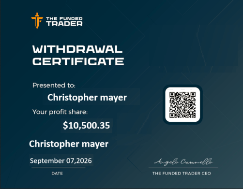 The Funded Trader withdrawal Certificate
